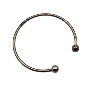 Silver Tone Ball End Cuff Bracelet Minimalist Polished Torque Bangle